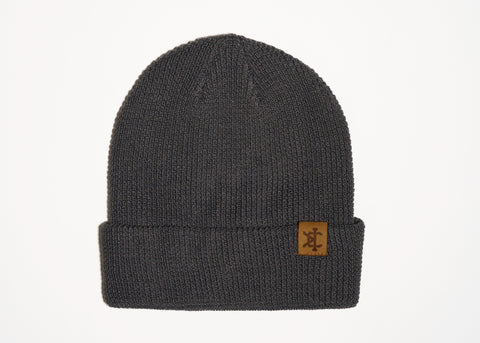 Waffle Knit Beanie in Charcoal Gray
