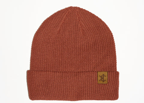 Waffle Knit Beanie in Spanish Red